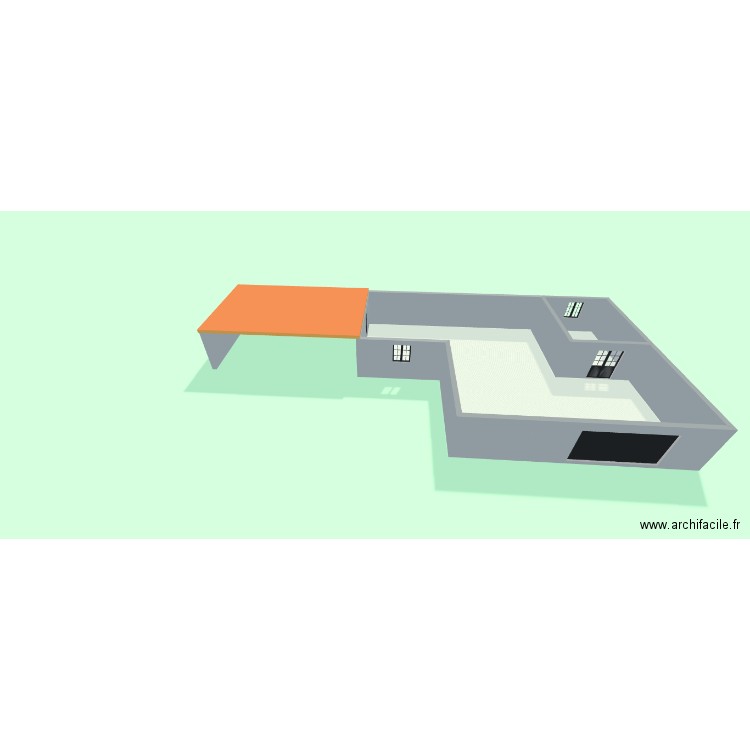 atelier. Plan de 2 pièces et 145 m2
