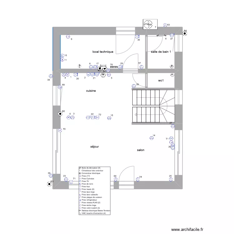 chalet zinc Rdc prise de courant. Plan de 