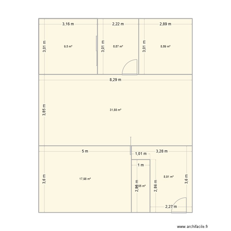 manon. Plan de 7 pièces et 86 m2