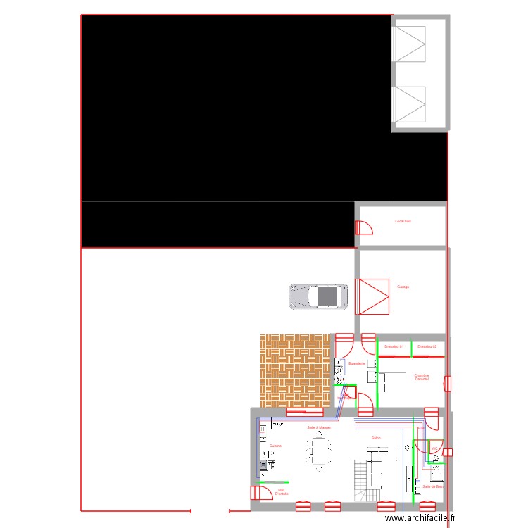 LEPAUVRE Pierre Maison Parigné Plomberie RDC. Plan de 12 pièces et 179 m2