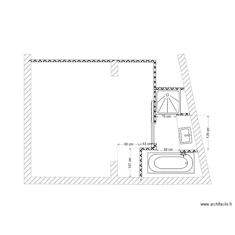 SdB 1er étage v1. Plan de 0 pièce et 0 m2