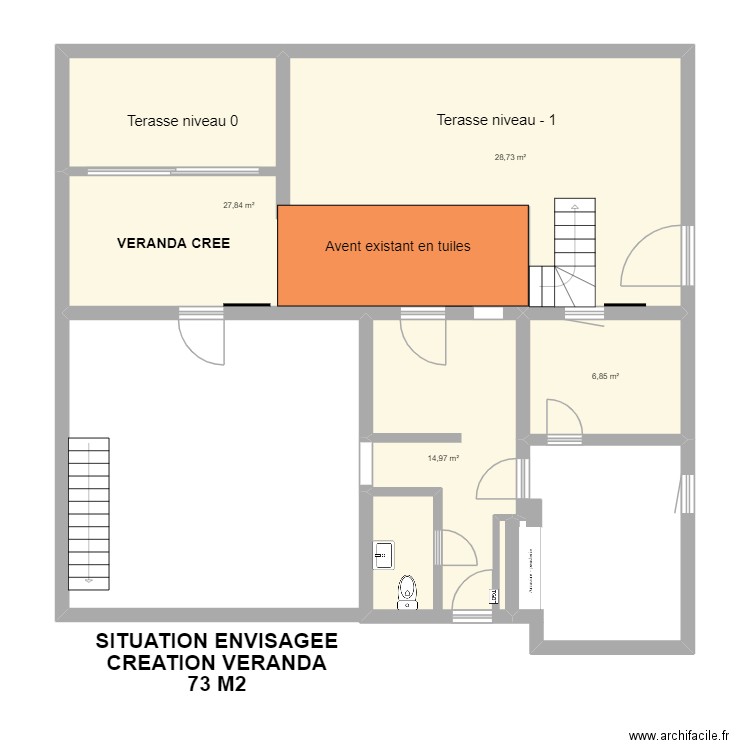 SITUATION ENVISAGEE. Plan de 4 pièces et 78 m2