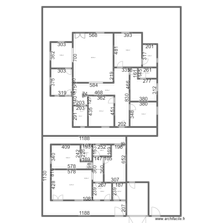PLAN COMPLET. Plan de 17 pièces et 294 m2