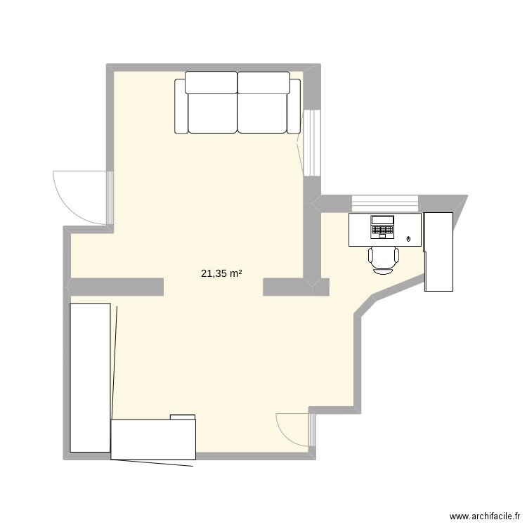 Belzunce salon. Plan de 1 pièce et 21 m2