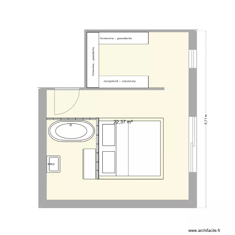 plan suite parentale greffe. Plan de 1  et 22 m²