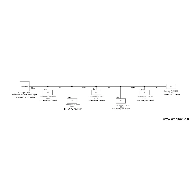 DRV1 Hotel le Dimitile B&acirc;timent B C&ocirc;t&eacute; montagne. Plan de 