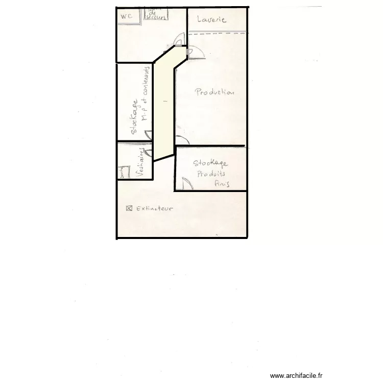 Plan laboratoire V9 Monast&egrave;re de la visitation. Plan de 1  et 59 m²