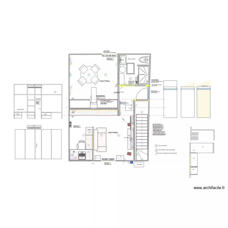 Remise: salon + bricolage + SDB. Plan de 14 et 47 m² Remise: salon + bricolage + SDB. Plan de 14 et 47 m²