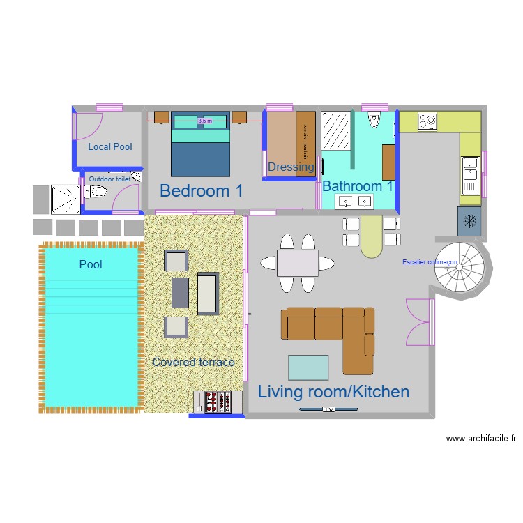 Villa Model 2 Chambres RDC+R1 Solarium. Plan de 10 pièces et 114 m2