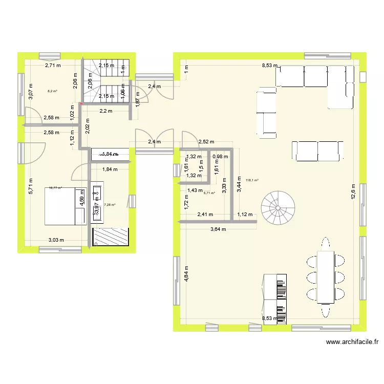 MAISON. Plan de 5  et 156 m²