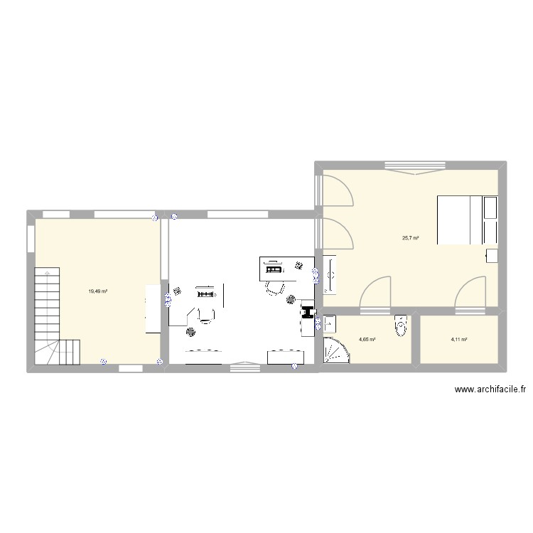 varennes. Plan de 4 pièces et 54 m2