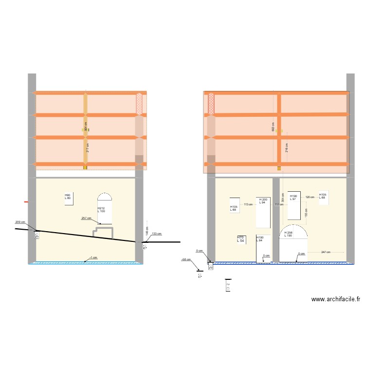 grange. Plan de 18 pièces et 166 m2