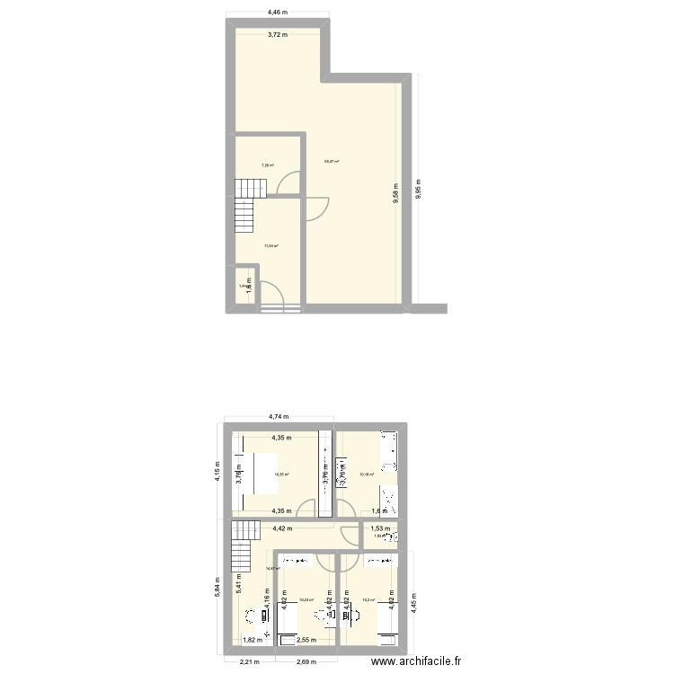 nouveau. Plan de 10 pièces et 139 m2