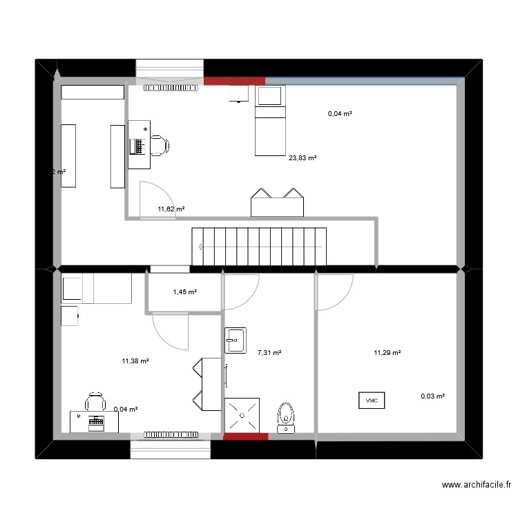 r22. Plan de 10 pièces et 67 m2