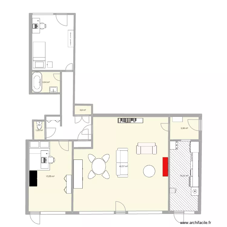 Apparemment  3. Plan de 7  et 77 m²