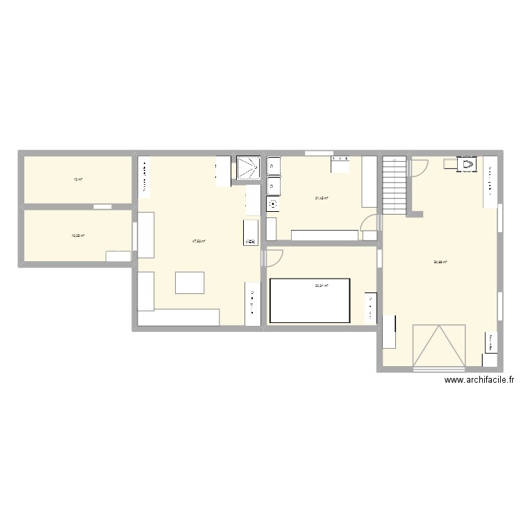 les cave de la maison. Plan de 6 pièces et 170 m2