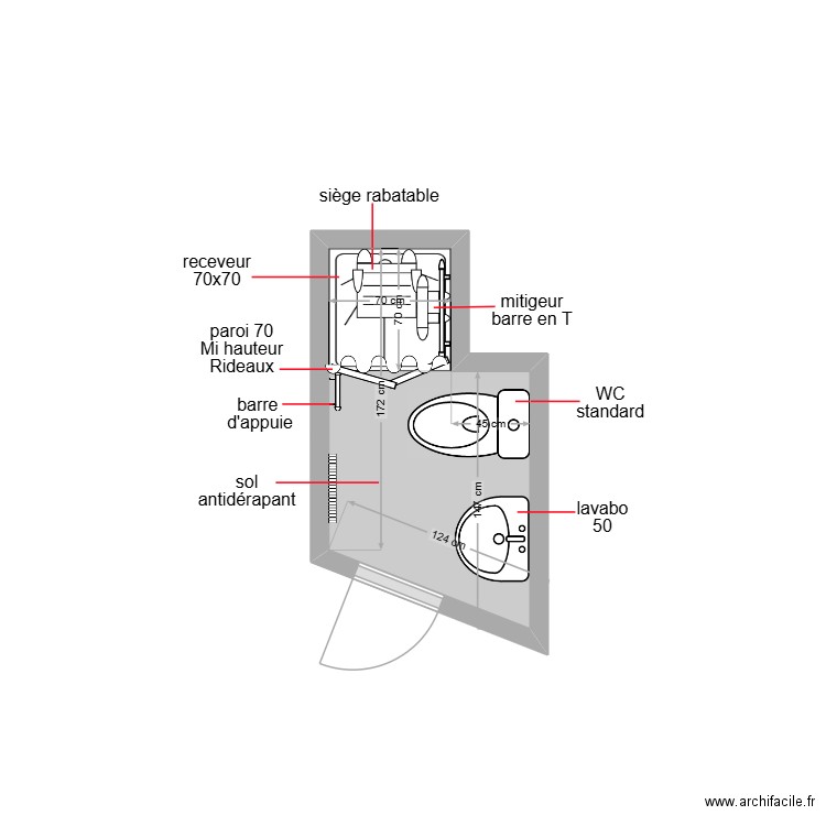 merabet. Plan de 1 pièce et 2 m2