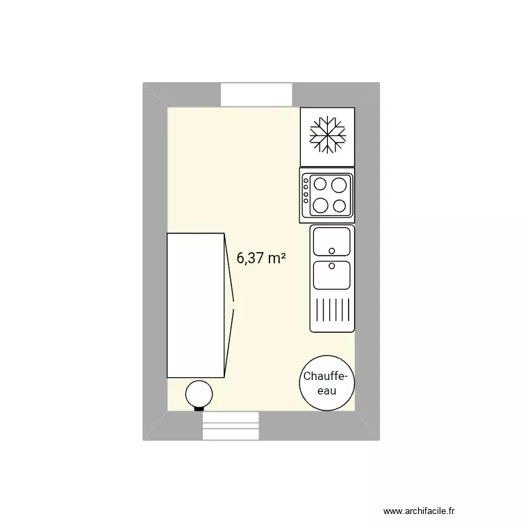 Cuisine. Plan de 1 Pièce et 6 m²