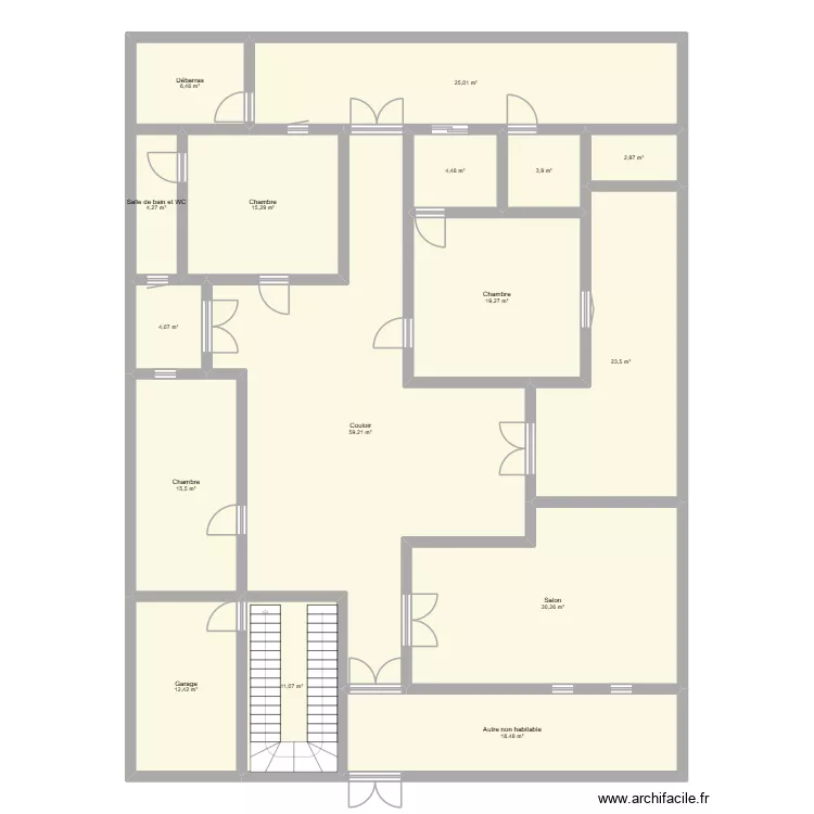 ttt. Plan de 16  et 256 m²