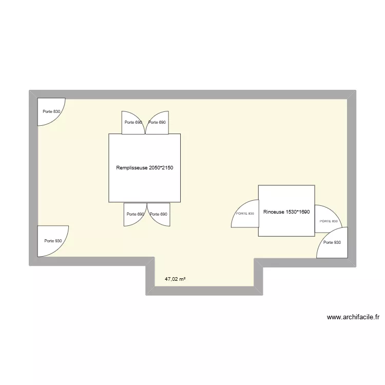 tireuse 2. Plan de 1  et 47 m²