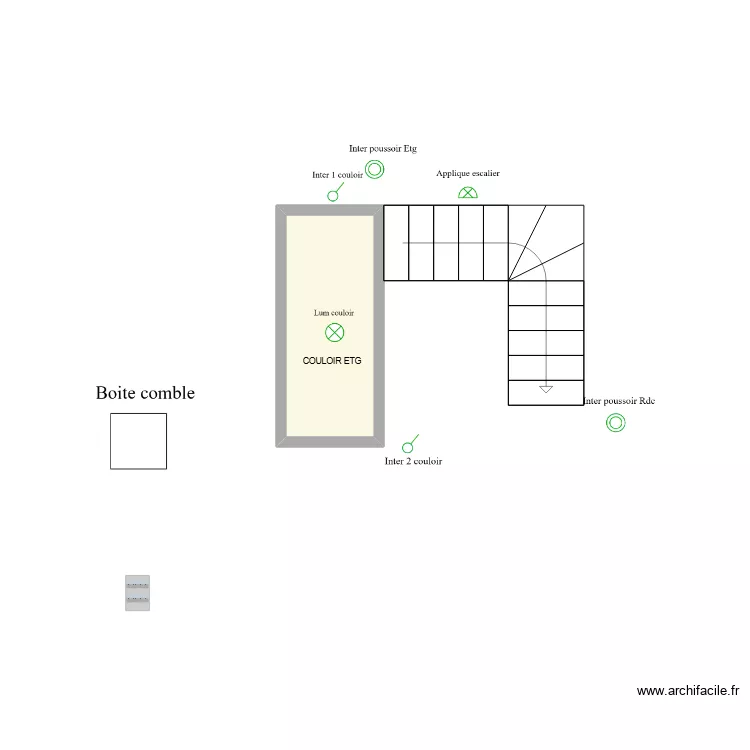 Ecl escalier/couloir. Plan de 1 et 2 m² Ecl escalier/couloir. Plan de 1 et 2 m²
