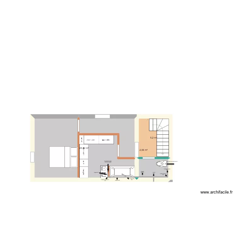 Wc de l'étage. Plan de Wc de l'étage. Plan de