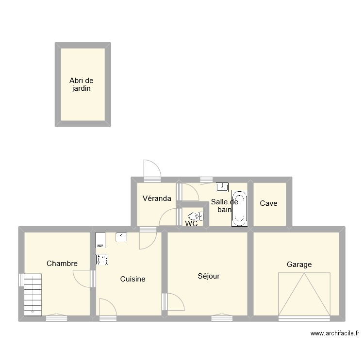 broggini rdc. Plan de 9 pièces et 74 m2