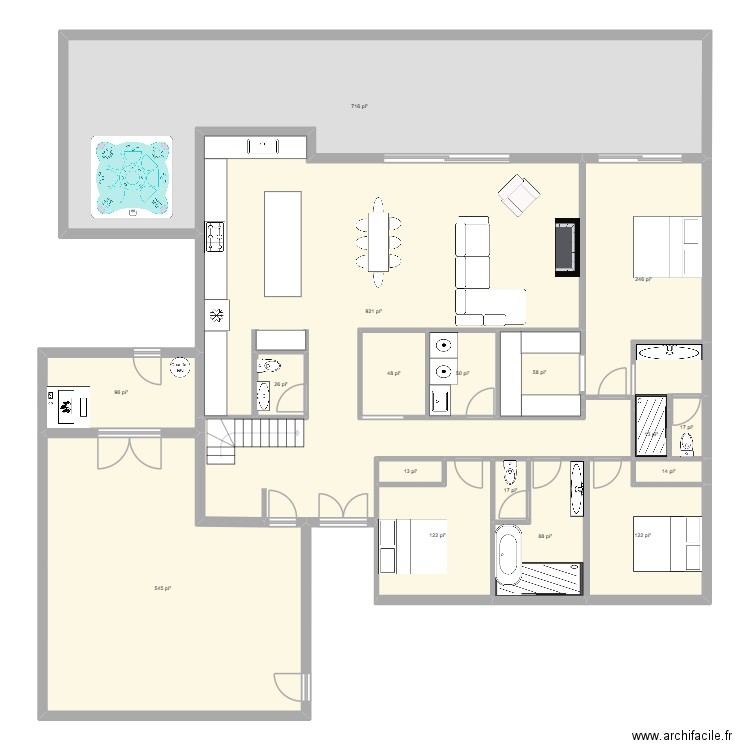 test 2. Plan de 17 pièces et 289 m2
