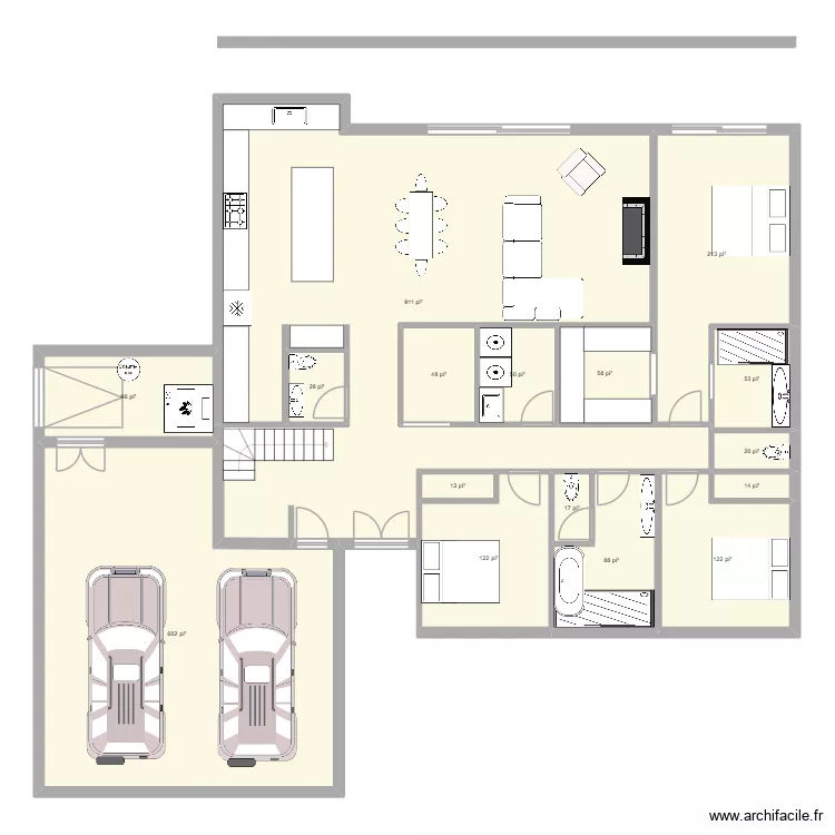 test 2. Plan de 16  et 228 m²