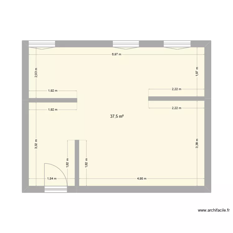 HOCHE 22. Plan de 1  et 38 m²