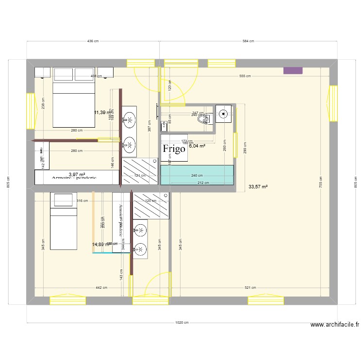 Bellet 2. Plan de 5 pièces et 70 m2