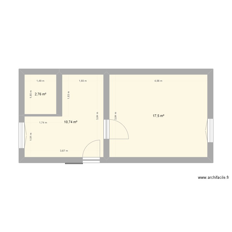 noway. Plan de 3 pièces et 31 m2
