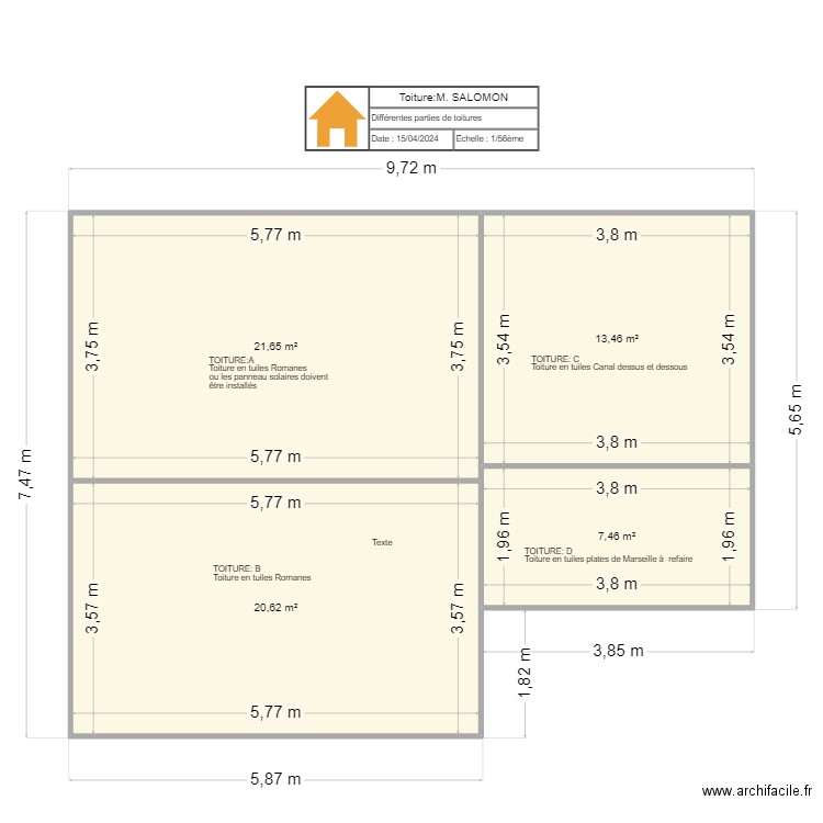 SALOMON. Plan de 4 pièces et 63 m2