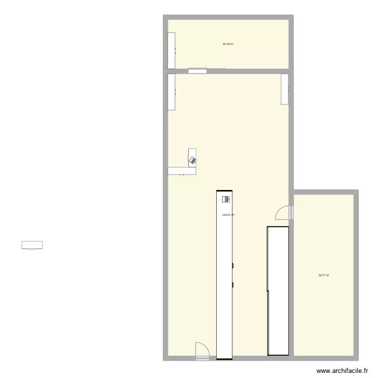 magasin. Plan de 3 Pièces et 168 m² magasin. Plan de 3 Pièces et 168 m²