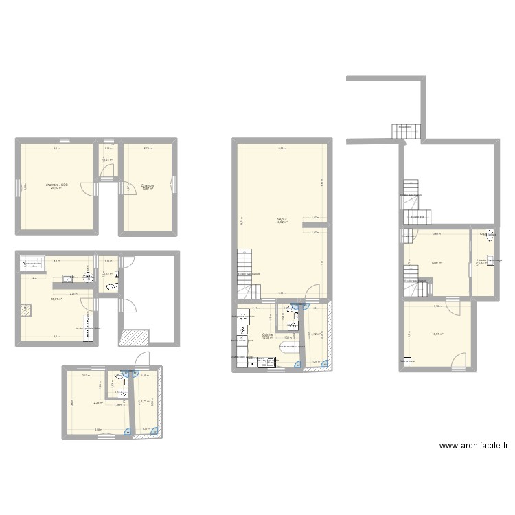 Maison 04 CUISINE. Plan de 13 pièces et 168 m2