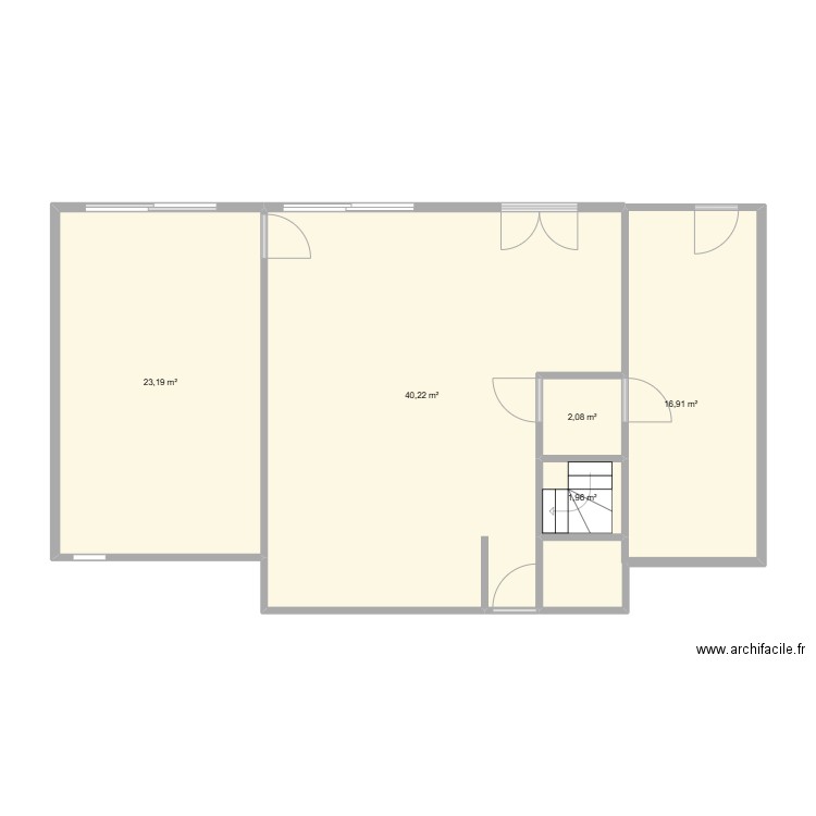 GOUJA RDC. Plan de 5 pièces et 84 m2