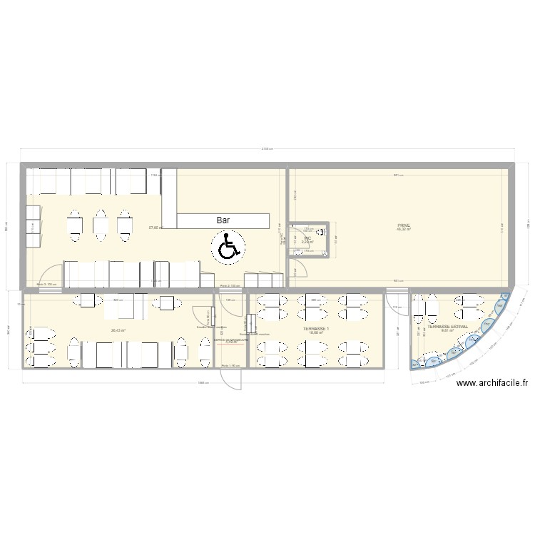 TABAC MALERBE 1. Plan de 7 pièces et 166 m2