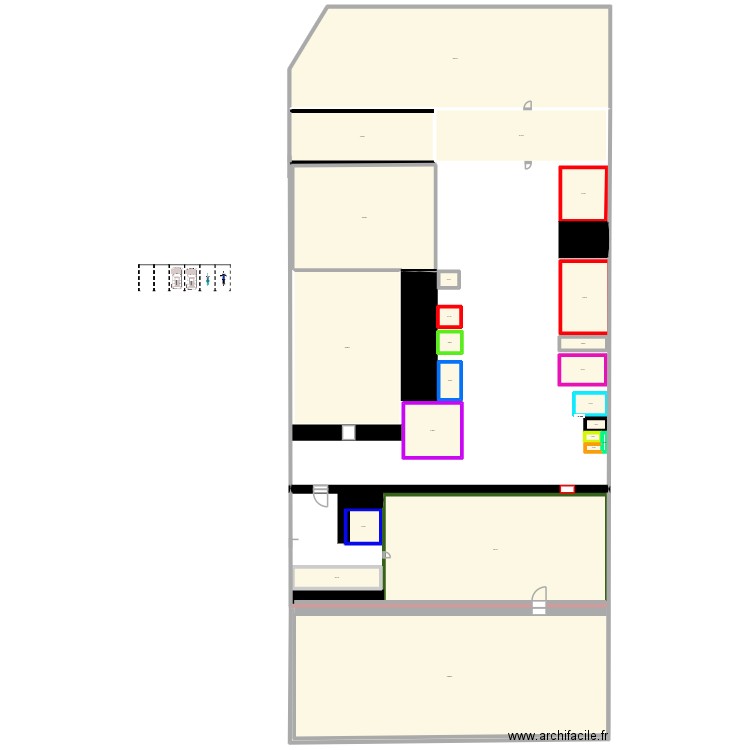 Boulangerie Neveur. Plan de 23 pièces et 3195 m2