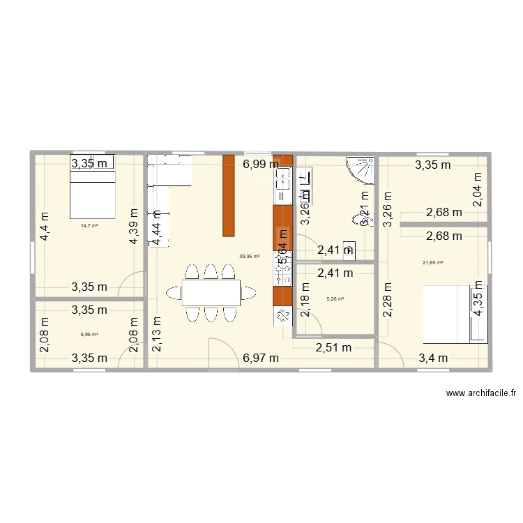TAMADUA. Plan de 5 pièces et 88 m2