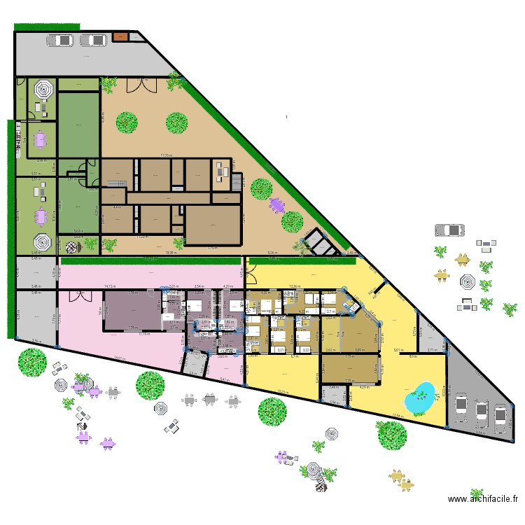 RESTAU / HOTEL 6CH / MAISON / APPARTS 030825B. Plan de 98 pièces et 1872 m2