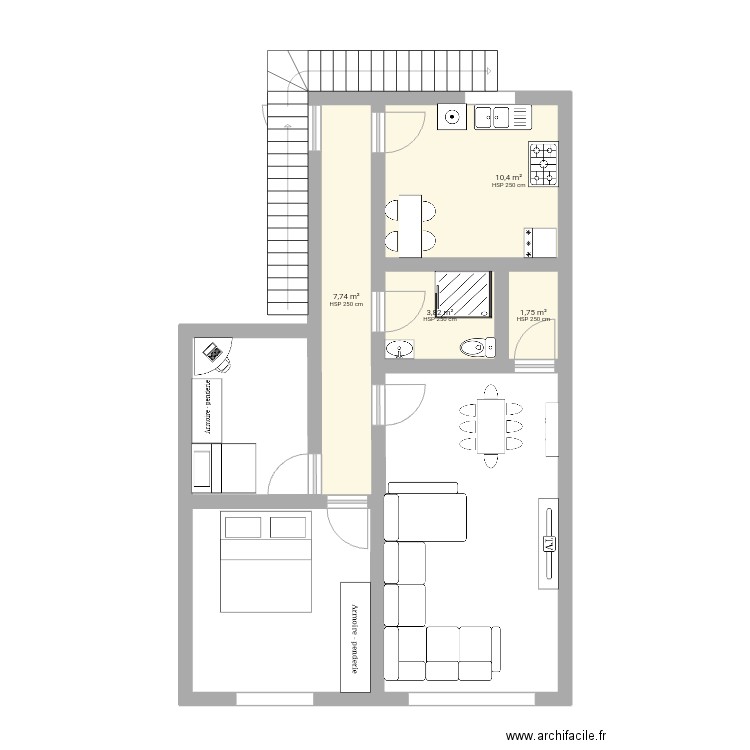 Darigb. Plan de 4 pièces et 24 m2