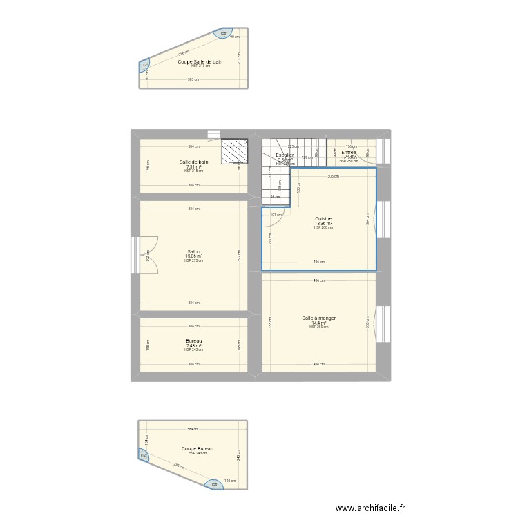 Plan Maison DIJON. Plan de 9 pièces et 77 m2