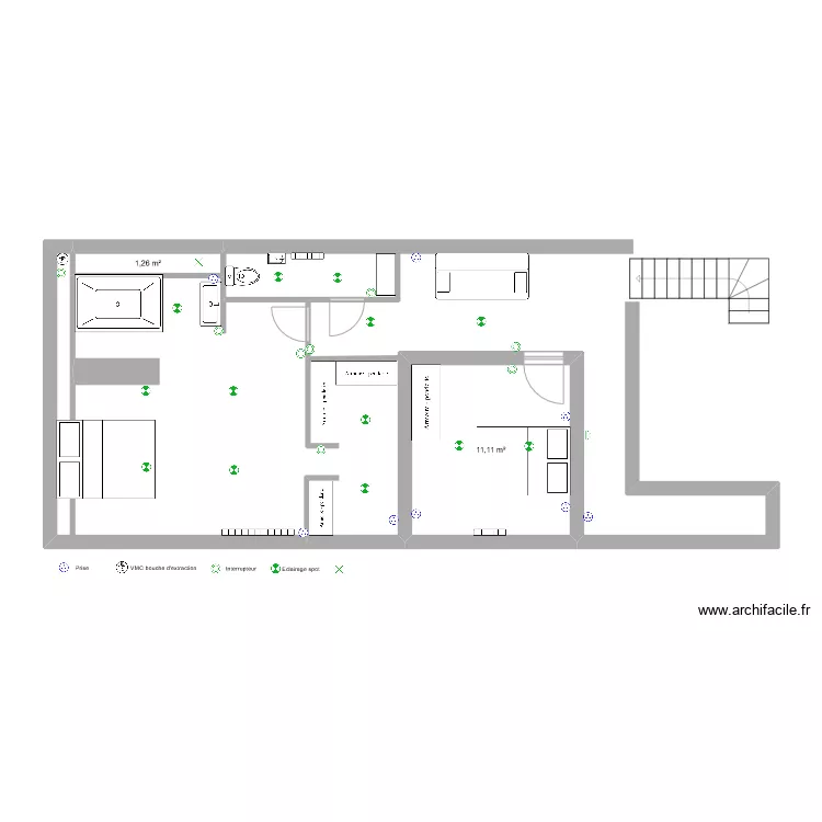 Etage 2 Chambres NVX BIS. Plan de 
