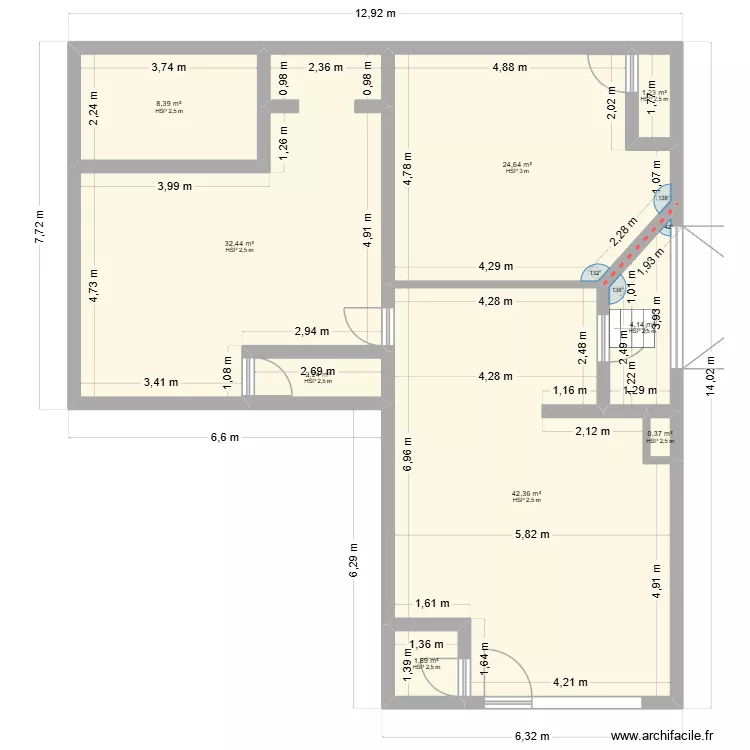 nousty. Plan de 9  et 118 m²