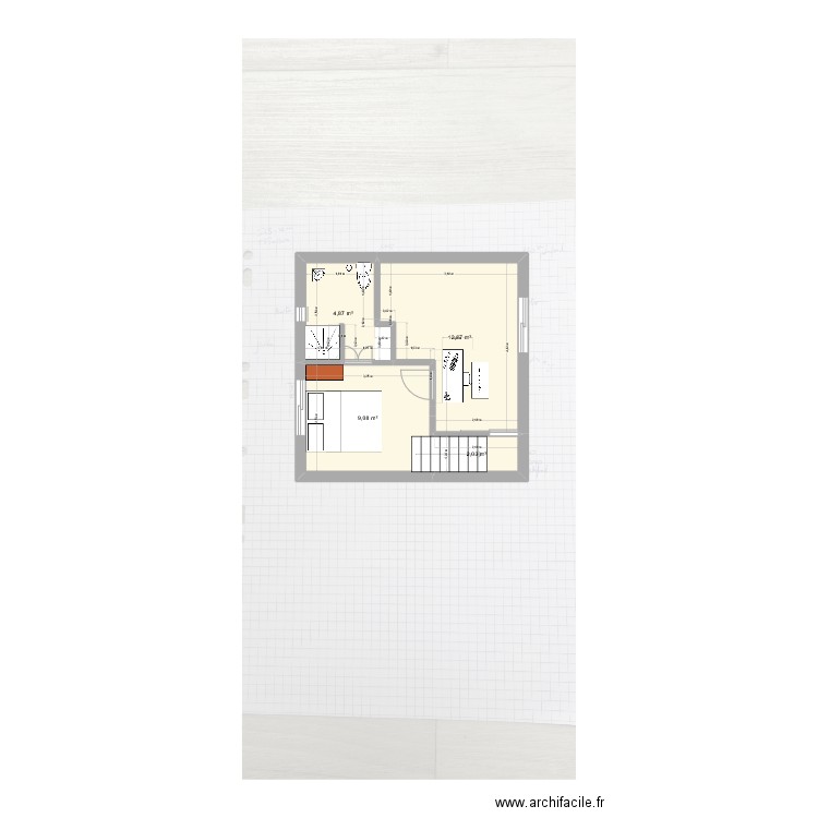 espace parental projet. Plan de 4 pièces et 29 m2