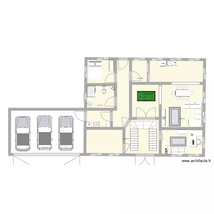 RDC maison. Plan de 5  et 108 m²