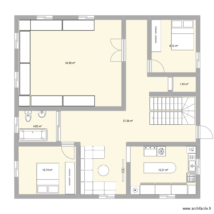 MAMAUSON. Plan de 7 pièces et 110 m2