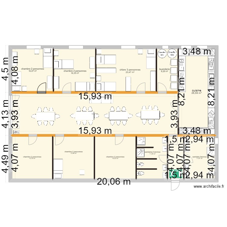 mise normes  logement saisonniers v3. Plan de 12 pièces et 233 m2