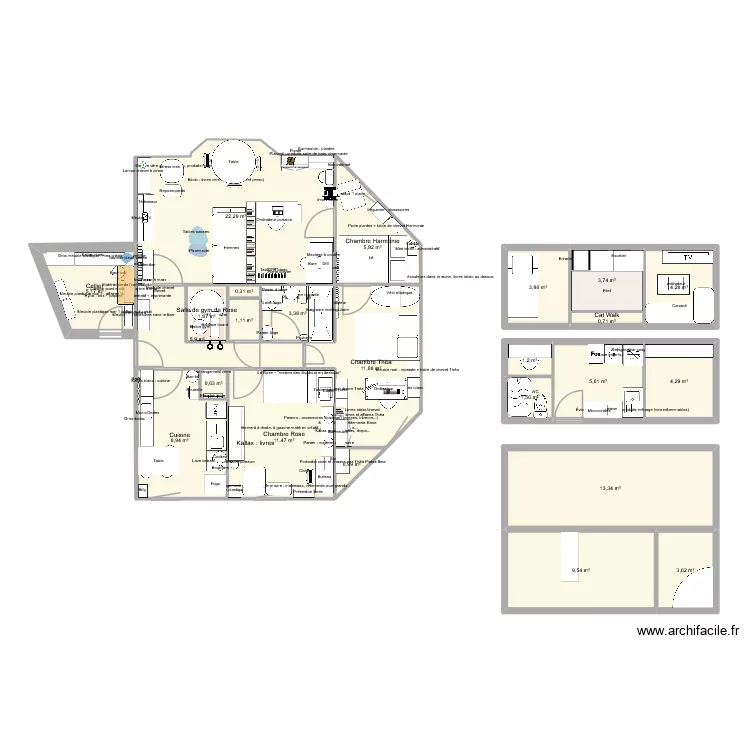 Mon appartement. Plan de 24 pièces et 131 m²