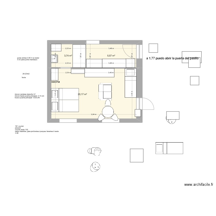 Petit yyyy. Plan de 3 pièces et 29 m2